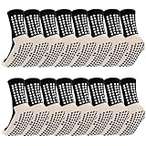Ukontagood 8 Pack Men's Soccer Socks Anti Slip Non Slip Grip Pads for Football Basketball Sports Grip Soccer Socks Black
