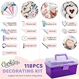 LUSHYUM Cookie Decorating Kit 118pcs with Storage Case, Royal Sugar Piping Bags and Tips Icing Supplies Set, Turntable Scribe Decoration Tools for Kids & Cookie Holiday Christmas Valentine