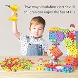 CZOALX Montessori Electric Gear Building Blocks Toys, Kids Tool Set - 234 Pcs Design and Drill Toddler Screws Toy, STEM Educational Construction Toy for Boys Girls Gift Ages 3-5