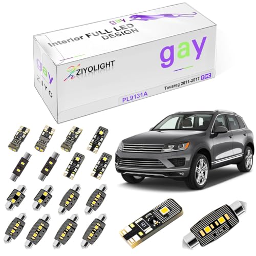 ZIYOLIGHT - PL9131A Replacement for Volkswagen Touareg 2011-2017 LED Interior Light kit, 6000K White LED Dome Light Bulbs Accessories Package Upgrade (19 Bulbs)