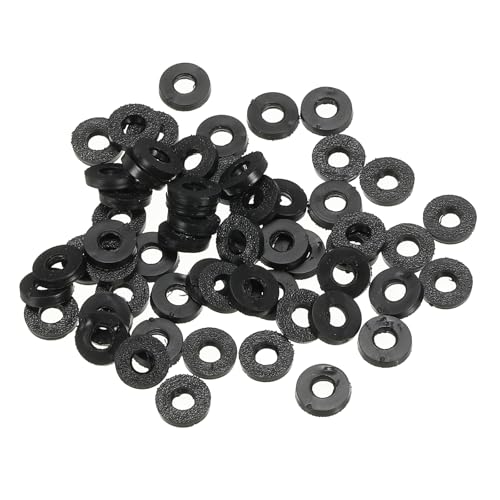 PATIKIL M3 Rubber Flat Washer, 100 Pack 3mm ID 7mm OD 1.2mm Thick Sealing Spacer Gasket Ring for Faucet Pipe Water Hose Fastener Bolt, Black