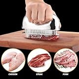 Meat Tenderizer Tool, Ultra Sharp Needle Blades 100% Stainless-Steel, Heavy-Duty Kitchen Gadgets, Hand Held Meat Tenderizer Needle Tool, Cooking Gadget for Tenderizing Chicken, Steak, Veal, BBQ