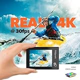 FitSpark Real 4k30FPS Action Camera Waterproof Dual ColorScreens with WiFi EIS Touch Screen Underwater Sports Camera with External Microphone Remote Control 2X Batteries Eagle i15 ProMax