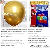 COLORFUL ELVES 12 Inch 100 Pcs Latex Metallic Chrome Balloons Helium Shiny Thicken Balloons Party Decoration (Gold)