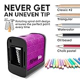 POWERME Electric Pencil Sharpener - Pencil Sharpener Battery Powered for Kids, School, Home, Office, Classroom, Artists – Battery Operated Pencil Sharpener for Colored Pencils (Purple)