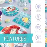 The Little Mermaid Party Decorations | Officially Licensed | Serves 16 Guests | Ariel Birthday Party Supplies | Tablecloth, Banner, Dinner & Cake Plates, Cups, Napkins, Tattoos Favors & Button