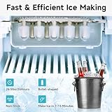 ICEPURE Water Dispenser with Ice Maker, 3-in-1 Hot and Cold Water Cooler with Built-in Bullet Ice Maker Machine, 26.5lbs/24H, Top Loading for 3-5 Gallon Bottle, Child Safety Lock, Black