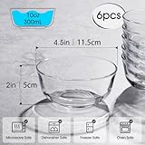 NUTRIUPS 4.5in Glass Bowls, Set of 6 Small Glass Dessert Bowls, 10oz Small Glass Prep Bowls for Kitchen, Clear Glass Dipping Sauce Bowls for Eating