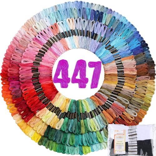 Athena’s Elements Embroidery Floss | Rainbow Thread for Embroidery, Cross Stitch Thread, Crafting Arts Embroidery Strings Bulk（447 Colors）