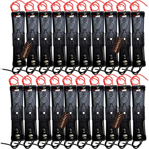Ltvystore 18650 Battery Case Holder - 1 Slot Storage Box, Black Plastic for Button Top Single Batteries, Pack of 20