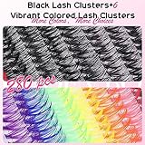 Lash Extension Kit Colored Lash Clusters DIY Eyelash Extension Kit 6 Colors Individual Lashes with Bond and Seal and Lash Tweezers Colorful Lash Extensions 8-16mm D Curl Cluster Lashes by EYDEVRO