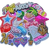 Qingxi Charm 32pcs Assorted Styles Colorful Sequins Sewing on/Iron on Embroidered Patches Clothes Dress Hat Pants Shoes Curtain Sewing Decorating DIY Craft Embarrassment Applique Patches (Sequins-2)