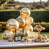 RUBFAC 120pcs Gold Balloons 12 Inches Chrome Metallic Balloons, Metallic Gold Balloons for Graduation Anniversary Wedding Party Supplies Garland Arch Decoration