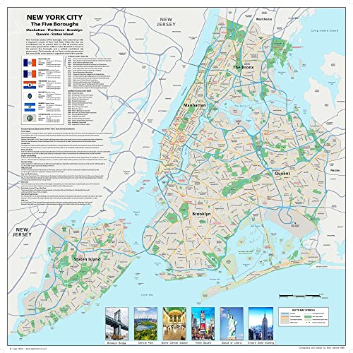 New York City Street Map - 23.2 x 23.2 Inches - Paper Laminated