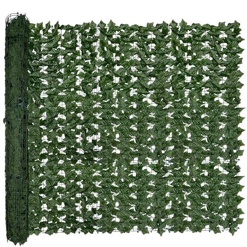 DOPGIB Artificial Ivy Privacy Fence Screen,128" by 60" (53.5 SQFT) UV-Anti Faux Hedge Fence and Fake Ivy Vine Leaf Wall Panels for Indoor&Outdoor Green Backdrop, Garden Greenery Decor