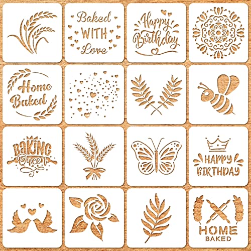 Romooa 20 Pieces Bread Stencils Artisan Bread Stencil Baking Stencil Set Cook Stencil Baking Template Tool, Cake, Pie, or Cookie Stencils Template Mold for Decorating, 20 Styles