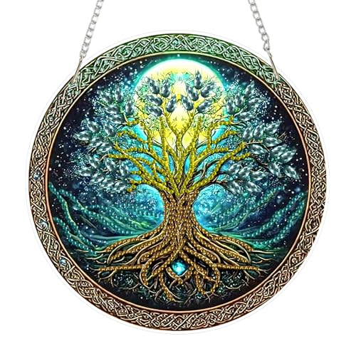 SENQAO Tree of Life Hanging Diamond Art Paint 5D Special Shape Diamond Art Kits, Tree Crystal Rhinestones Diamond Gem Art Painting for Home Garden Wall Decor