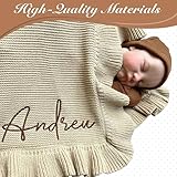 HuitzilAM Knit Baby Blanket – 30x40in Personalized Baby Blanket for Newborn Girl and Boy – Custom Blanket with Name Embroidery – Soft Knitted Baby Blanket – Custom Baby Gifts for Baby Shower (Camel)