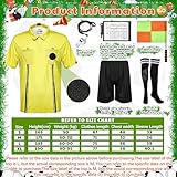 Hicarer 6 Pcs Soccer Referee Kit Football Package for Men Soccer Referee Costume Shirt Linesman Flags Whistle Cards Sport Accessory for Adult Teenager(Large)