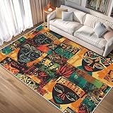 SZLYZM African Rugs for Living Room - Afro Bohemian Area Rug, 5x8 Rug, African Tribal Ethnic Rug & Home Decor, Boho Bohemian Carpet & Room Decor, Washable Non Slip Anti Skid Rugs