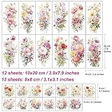 Everjoy Flower Temporary Tattoo Sleeve Sheets, 12 Large Watercolor Floral Tattoo Stickers, 13 Small Fake Flower Tattoo Designs for Women and Girls