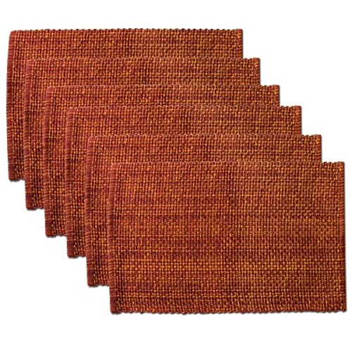 Sweet Home Collection 100% Cotton Placemats for Dining Room Rectangle Two Tone Woven Fabric 13" x 19" Soft Durable Table Mat Set, Set of 4, Rust