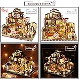 Yuzhen DIY Miniature Dollhouse Kit with Furniture and LED Lights, Japanese Wooden Dollhouse Includes Dustcover and Music Box, Decent Gift for Adults or Kids