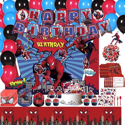 Hero Themed Birthday Party Decorations Set, Cartoon Themed Party Favors, Party Supplies Set Include Banner, Foil Balloons, Backdrop