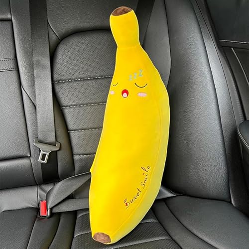Car Seat Belt Pillow Stocking Stuffers Cute Toy Rabbit Safety Seatbelt Shoulder Pad Auto Accessory Neck Cushion Protector Seatbelt Shoulder Protector Sleeping Pillow Nice Gift (Banana)