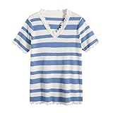 Summer Korean Oversized Knitted Sweater for Women Rainbow Striped Stylish Fashion Loose Tops Tees Short Sleeve Knitwear