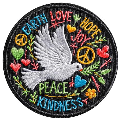 Peace Love Patch Colorful Patch 3" Embroidered Badge Hook and Loop Backing Morale Tactical for Backpacks, Hats, Bags,Dog Harness, Vests