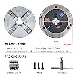 5 Inch 4 Jaw Lathe Chuck 125MM SANOU 4 Jaw Self-Cening Chuck K12-125 Manual Metal Lathe Chuck 4 Jaw