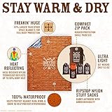 Don't Die In The Woods - Freakin’ Huge Emergency Blankets [4-Pack] Extra-Large Thermal Mylar Space Blankets with Ripstop Nylon Stuff Sacks + Carabiner Zipper Pack [Survival Orange]