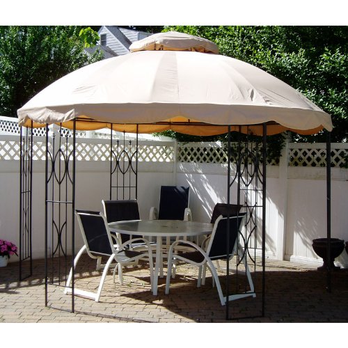 Replacement Canopy Top Cover and Netting for Home Depot's 12 Ft. Round Gazebo - RipLock 350
