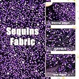 PATYDEST Sequin Fabric by The Yard Purple Sequin Fabric 2 Yard Shiny Embroidery Fabric Reversible Glitter Spandex Fabric for Handmade Artcraft Sparkly Stretch Fabric Paillette for Sewing Party Dress