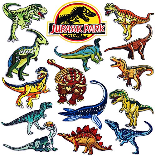 15 Pcs Dinosaur Patch Dinosaur Embroidery Patches Sew On or Iron On Patches for Kids Clothing Repair Decoration DIY Badge Applique Clothes Backpacks Jackets Jeans Hats Sewing DIY Crafts