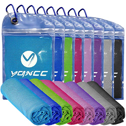 YQXCC 8 Pack Cooling Towel (47"x12") Ice Cool for Neck, Microfiber Soft Breathable Chilly Towels for Yoga, Sports, Golf, Gym, Camping, Running, Fitness, Workout & More Activities