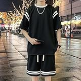 Summer Tracksuit Men Korean Loose Suits -Shirt and Shorts Two-Piece Sets Streetwear Oversized Clothing s3 Beige XL