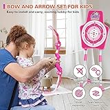 GMAOPHY Bow and Arrow Toys with LED Flash Lights, Birthday Gift for Girls 4 5 6 7 8 9 10 Year Old, Archery Set Indoor Outdoor Activity with 20 Suction Cup Arrows, 2 Targets & Quiver, Kids Sport Toys