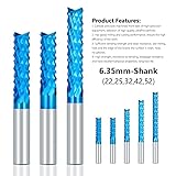 PCB Milling Cutter 1/4" Shank Carbide Corn End Mill Blue Coated Milling Bit for Wood Plastic Cutter CNC Milling Tool(6.35x22x50L)