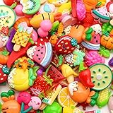 David Angie Planar Resin Flatback 100pcs Fruit Slime Charms Vegetable Resin Cabochons Slime Beads Making Supplies for DIY Craft Making and Ornament Scrapbooking (Fruit)