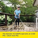 Kärcher Pressure Washer K2100PS, Max 2625 PSI, 3 Spray Nozzles, Detergent Tank, For Cars, Driveways, Siding, Patios, 2.07 max. GPM