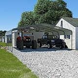 Yardenaler 20x20 FT Heavy-Duty Carport with Metal Roof, Metal Car Port Canopy, Garage Car Shelter Shade for Outdoor, Car, Truck, Gray