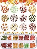 Kalolary 3 Boxes Fall Leaves Nail Art Sequins, 3D Maple Sycamore Ginkgo Leaf Nail Stickers Wood Pulp Glitter Flakes for Autumn Nail Art Decorations