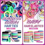 Teenitor Elastic Hair Ties, Hair Accessories for Girls, Colorful Baby Elatic Hair Bands Set with Hair Clips