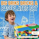 Strictly Briks Compatible with Lego Duplo Toy Building Blocks for Kids and Toddlers, Classic Big Bricks Set and Baseplates, Large Pegs for Ages 3 and Up, Basic Colors, 96 Pieces