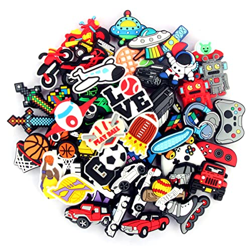 Vaymzsuc 50pcs Pack Sports Shoe Charms for Boys Gibbets Accessories Pins for Teens Kids
