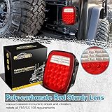 Partsam Pair 38 LED Universal Tail Brake Turn Stop License Back up Reverse Lights Rear Combination for Wrangler YJ TJ CJ Truck Trailer Boat RV,12V Stud Mounted Lamps Waterproof,Pack of 2