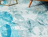 Unique Loom Positano Collection Coastal Modern Fish Light Blue Area Rug (5' x 8')