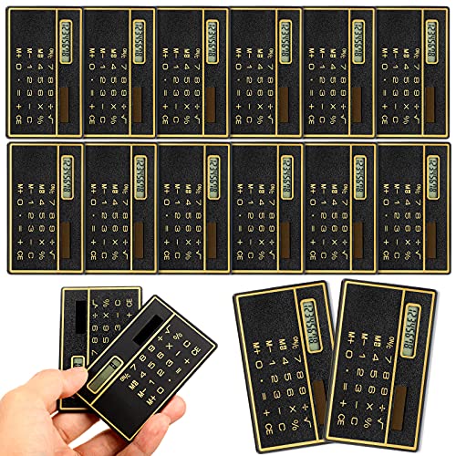 Weewooday 12 Pieces 8 Digits Thin Pocket Calculator Portable Slim Credit Card Design Solar Power Mini Calculator for Home Office